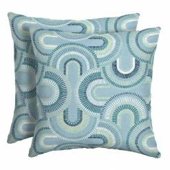 Deals 🧨 Arden Selections 16 X 16 In Outdoor Square Throw Pillow (2-pack) Coastal Blue Geometric 😍