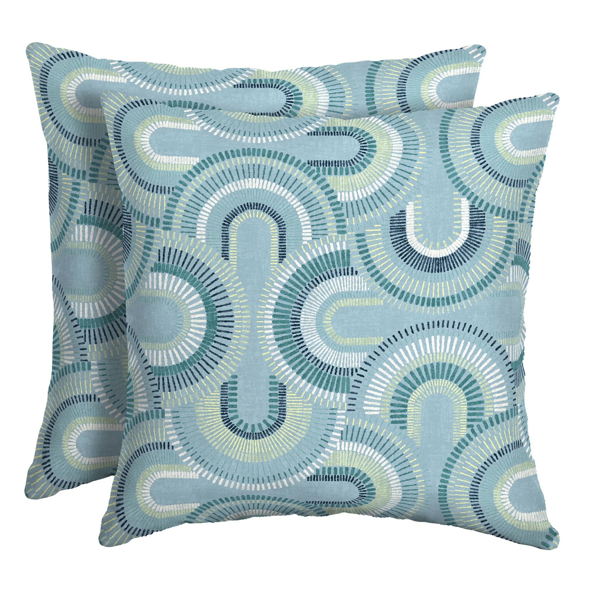 Deals ๐งจ Arden Selections 16 X 16 In Outdoor Square Throw Pillow (2-pack) Coastal Blue Geometric ๐
