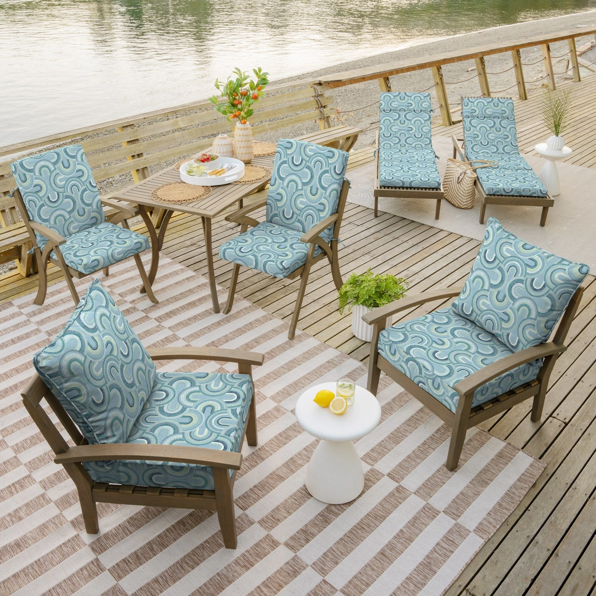 Deals ๐งจ Arden Selections 16 X 16 In Outdoor Square Throw Pillow (2-pack) Coastal Blue Geometric ๐ - Image 5