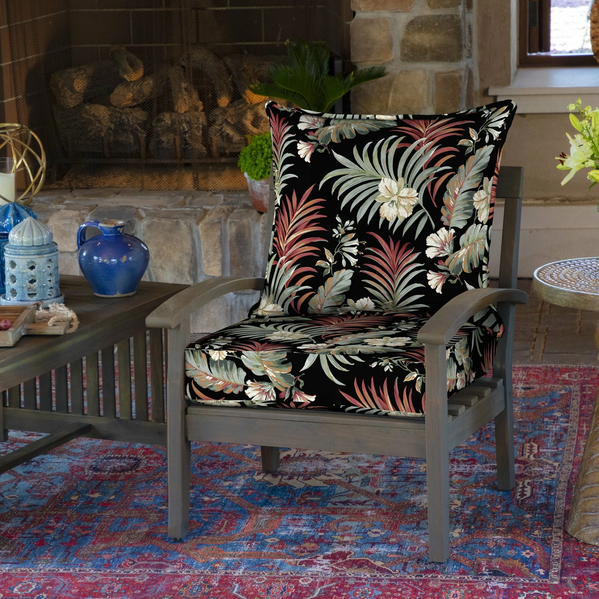 Best Pirce ๐ Arden Selections Black Simone Tropical Outdoor Deep Seat Set - 24 In L X 24 In W X 5.75 In H ๐ - Image 2