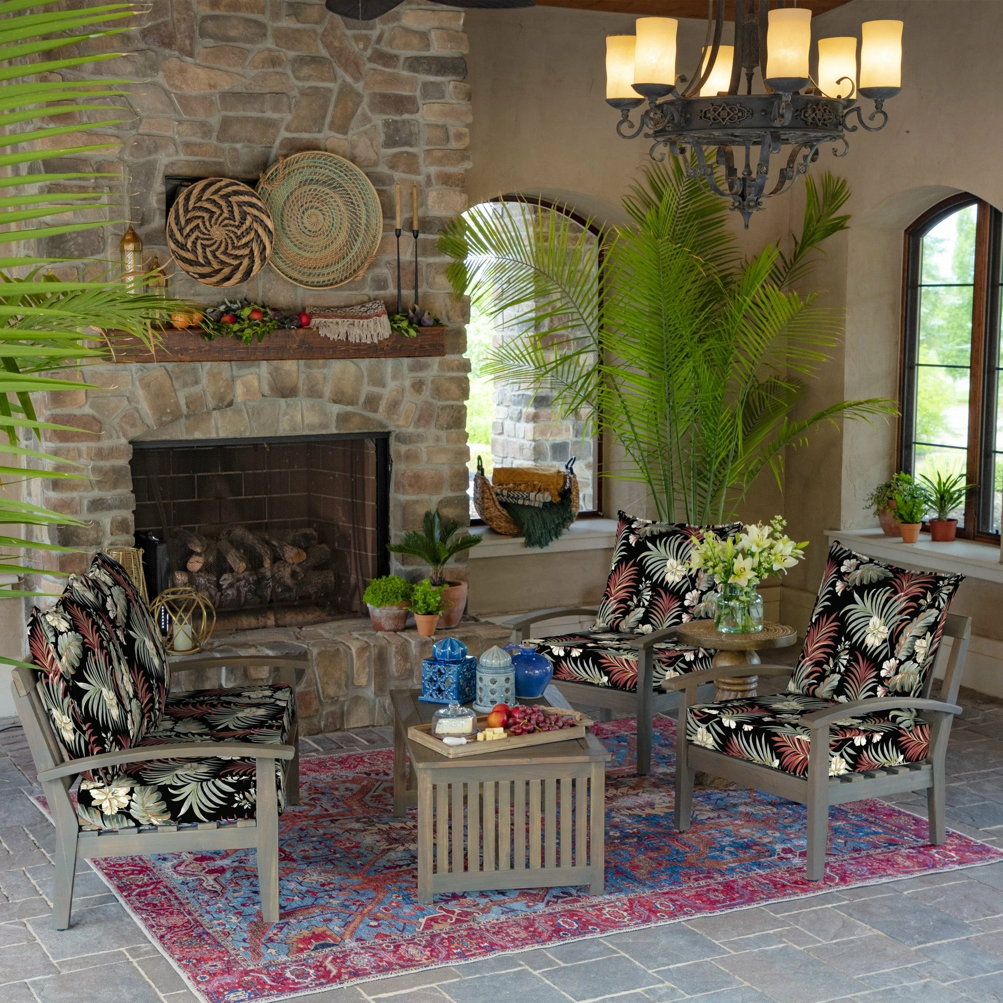 Best Pirce ๐ Arden Selections Black Simone Tropical Outdoor Deep Seat Set - 24 In L X 24 In W X 5.75 In H ๐ - Image 5