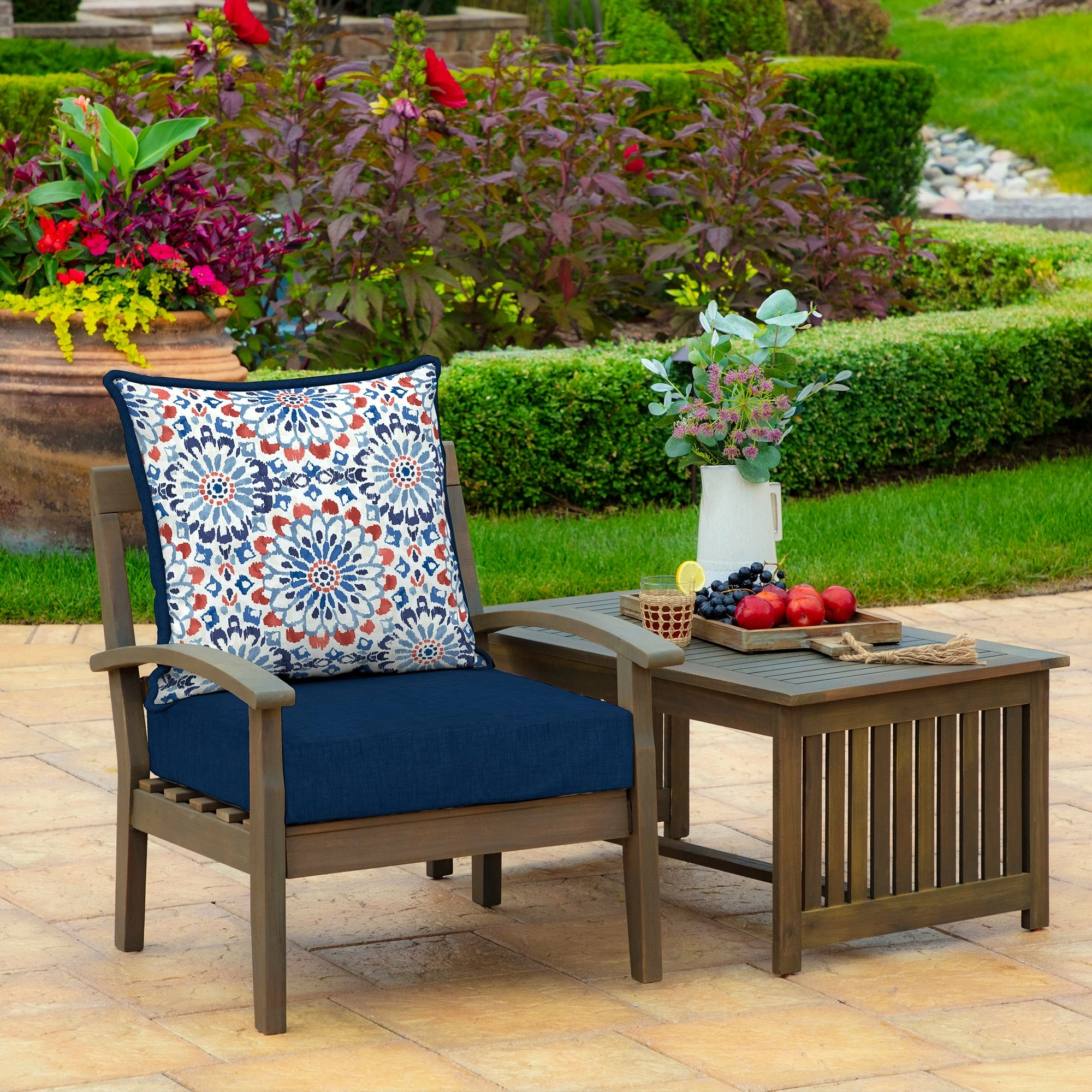 Best Sale ๐งจ Arden Selections Clark Floral Medallion Deep-seat Outdoor Cushion Set - 24 W X 24 D In. โญ 2 Best Sale ๐งจ Arden Selections Clark Floral Medallion Deep-seat Outdoor Cushion Set - 24 W X 24 D In. โญ - Image 2
