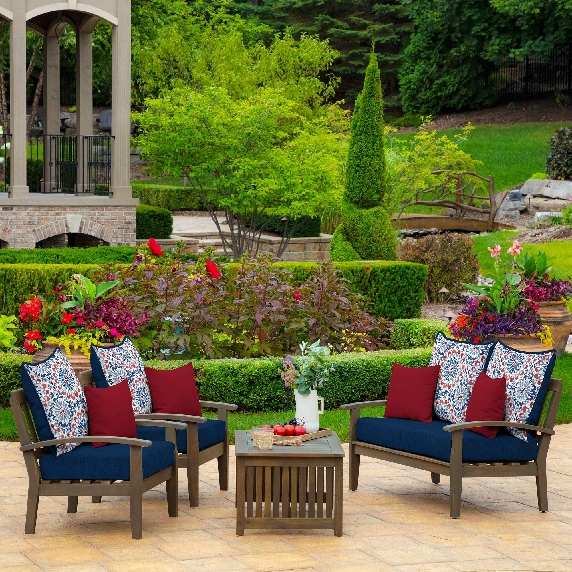 Best Sale ๐งจ Arden Selections Clark Floral Medallion Deep-seat Outdoor Cushion Set - 24 W X 24 D In. โญ 5 Best Sale ๐งจ Arden Selections Clark Floral Medallion Deep-seat Outdoor Cushion Set - 24 W X 24 D In. โญ - Image 5