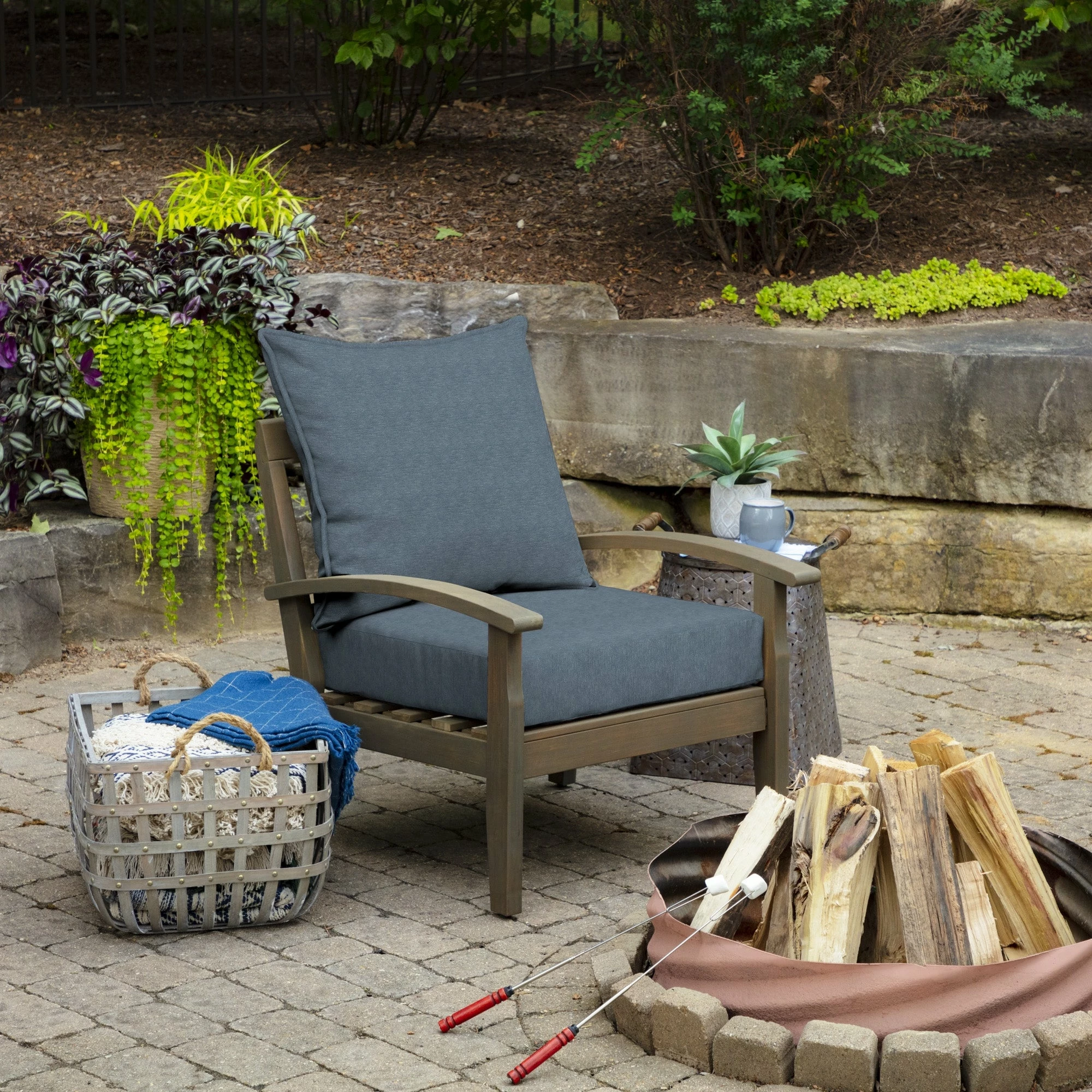 Budget ✨ Arden Selections Denim Alair Outdoor Deep Seat Cushion Set - 24 W X 24 D In. 😀 2 Budget ✨ Arden Selections Denim Alair Outdoor Deep Seat Cushion Set - 24 W X 24 D In. 😀 - Image 2