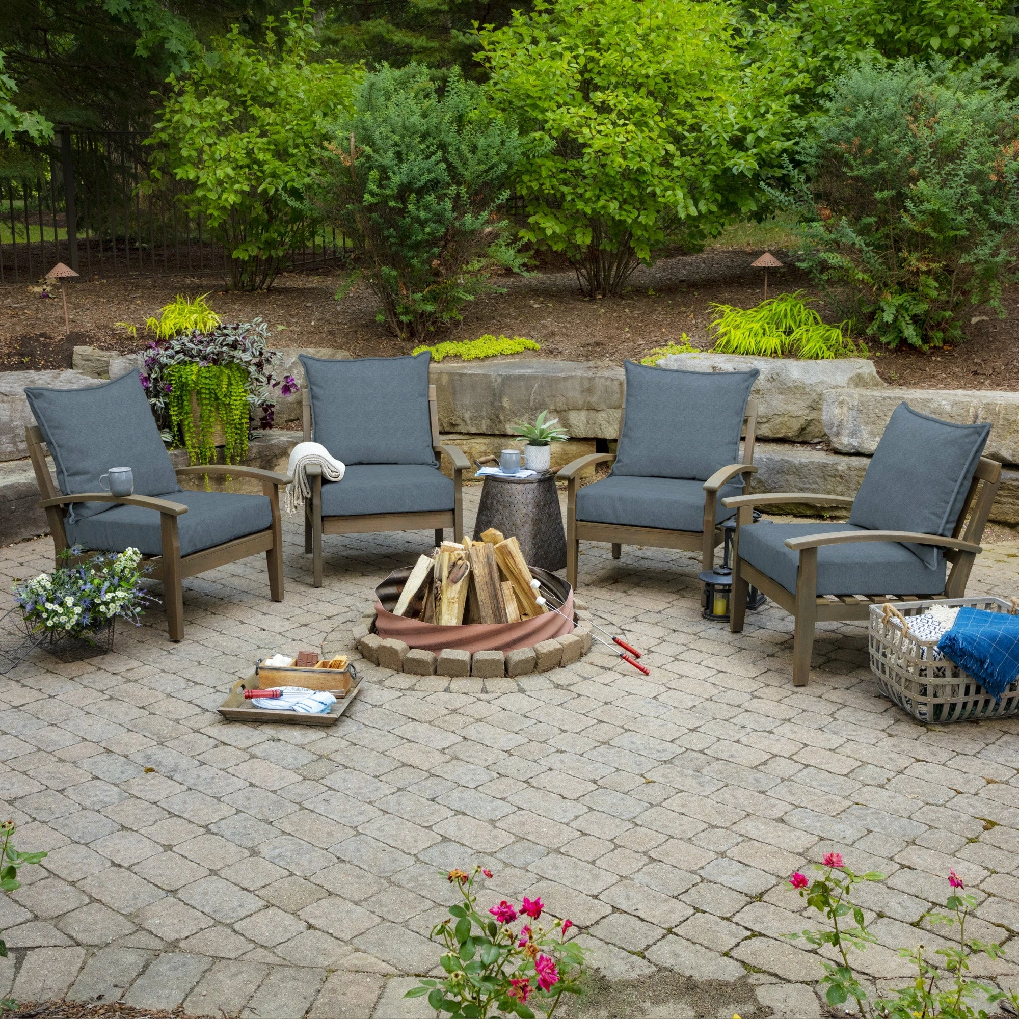 Budget ✨ Arden Selections Denim Alair Outdoor Deep Seat Cushion Set - 24 W X 24 D In. 😀 6 Budget ✨ Arden Selections Denim Alair Outdoor Deep Seat Cushion Set - 24 W X 24 D In. 😀 - Image 6