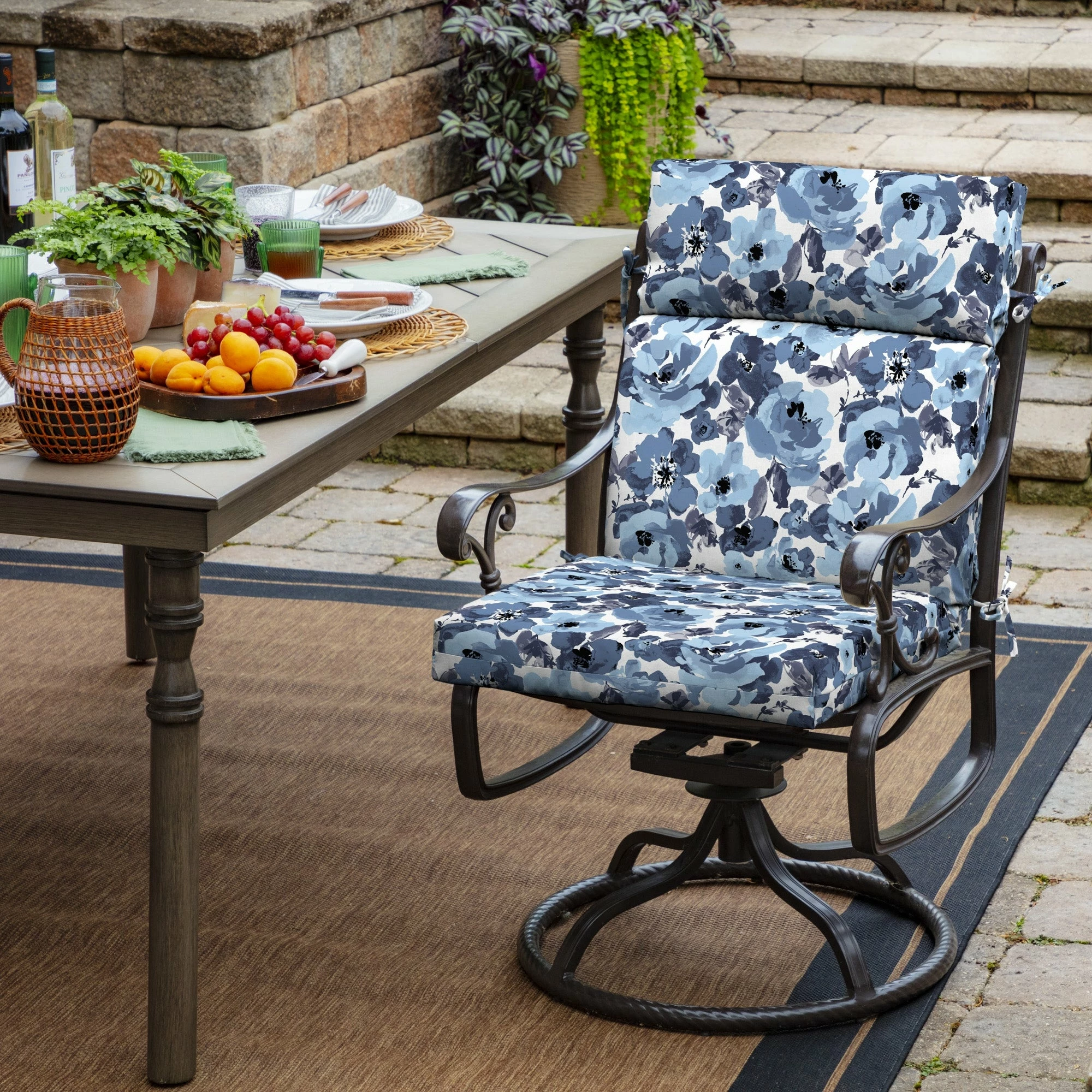 Cheap 😍 Arden Selections Bue Garden Floral Dining Chair Cushion - 44 In L X 21 In W X 4.5 In H 🔥 2 Cheap 😍 Arden Selections Bue Garden Floral Dining Chair Cushion - 44 In L X 21 In W X 4.5 In H 🔥 - Image 2