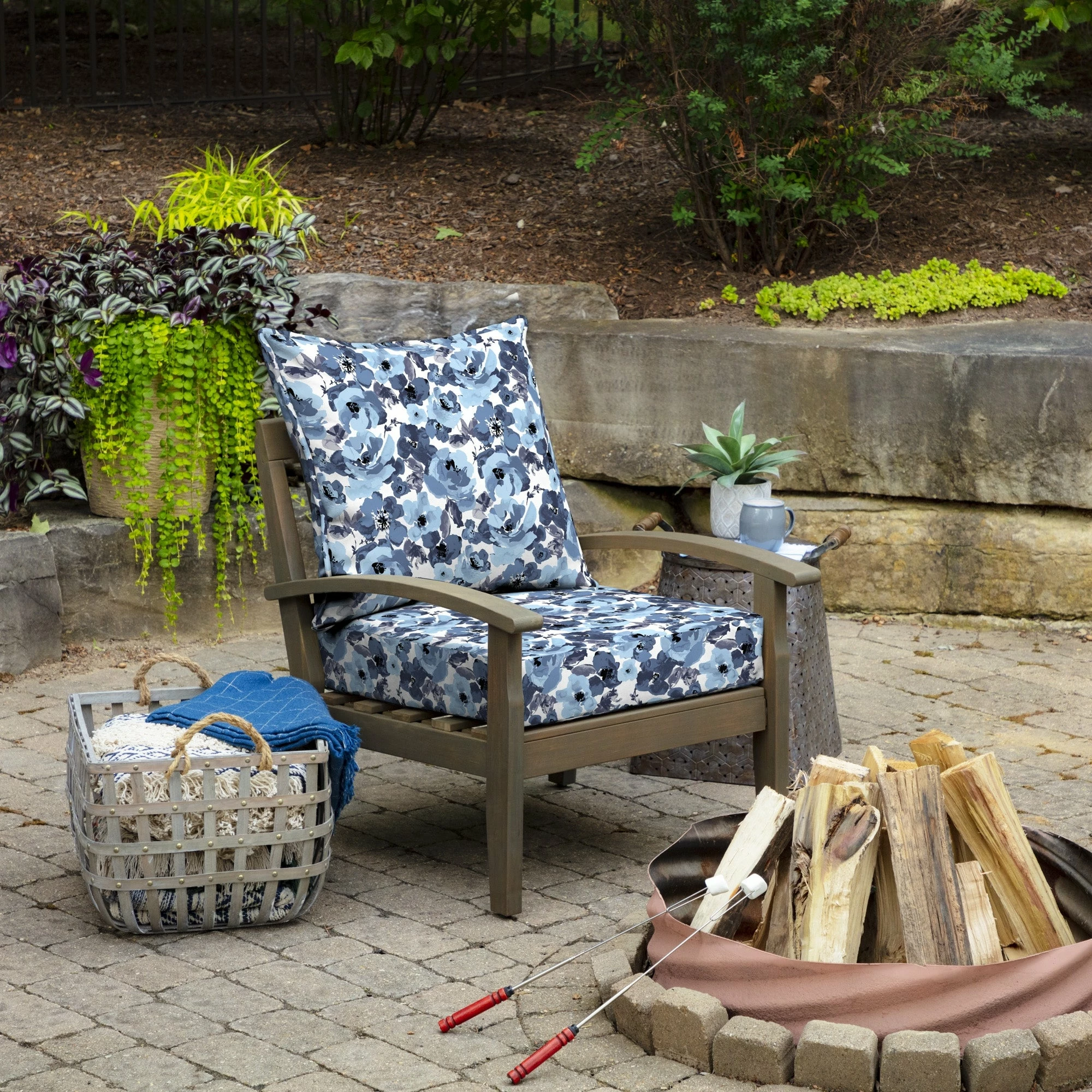 Coupon ✔️ Arden Selections Bue Garden Floral Outdoor Deep Seat Cushion Set - 24 W X 24 D In. 🌟 2 Coupon ✔️ Arden Selections Bue Garden Floral Outdoor Deep Seat Cushion Set - 24 W X 24 D In. 🌟 - Image 2