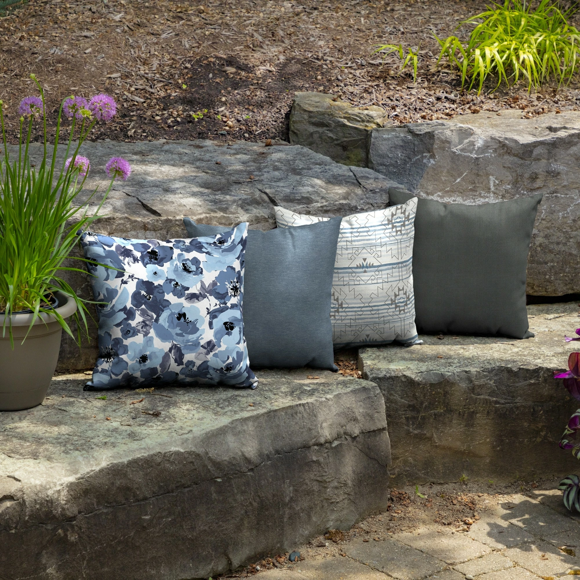 Cheap ✨ Arden Selections Blue Garden Floral Outdoor Square Pillow 2-Pack - 16" W X 16" D 💯 - Image 5