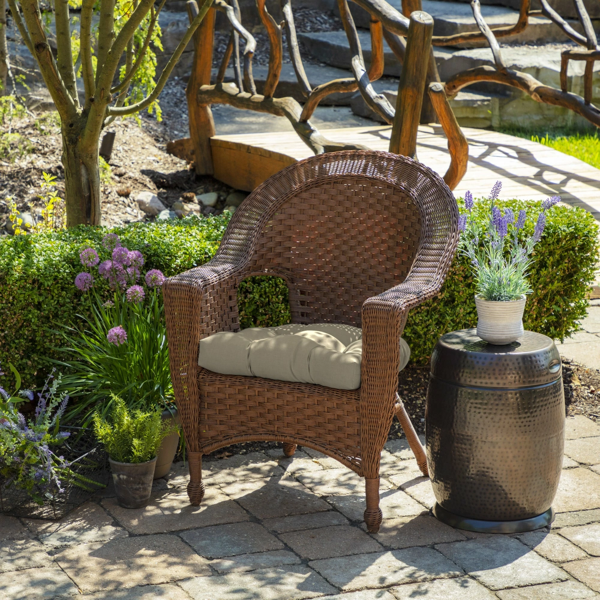 Budget 🤩 Arden Selections New Tan Leala Texture Wicker Seat Cushion 2-pack - 18 In L X 20 In W X 5 In H ⭐ 2 Budget 🤩 Arden Selections New Tan Leala Texture Wicker Seat Cushion 2-pack - 18 In L X 20 In W X 5 In H ⭐ - Image 2