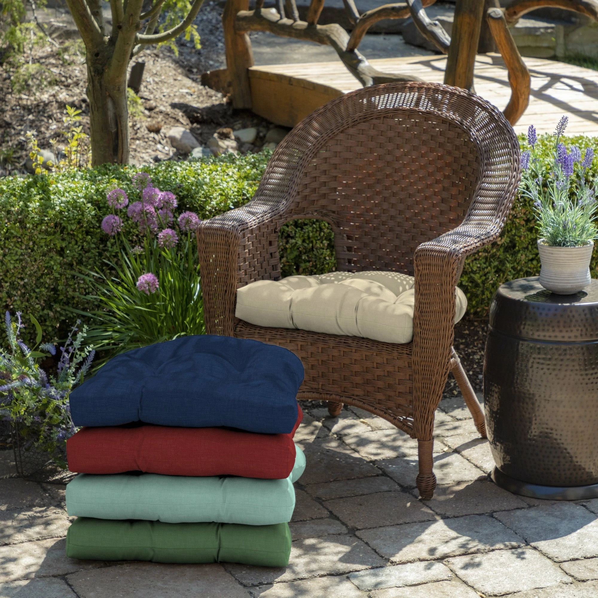 Budget 🤩 Arden Selections New Tan Leala Texture Wicker Seat Cushion 2-pack - 18 In L X 20 In W X 5 In H ⭐ 4 Budget 🤩 Arden Selections New Tan Leala Texture Wicker Seat Cushion 2-pack - 18 In L X 20 In W X 5 In H ⭐ - Image 4
