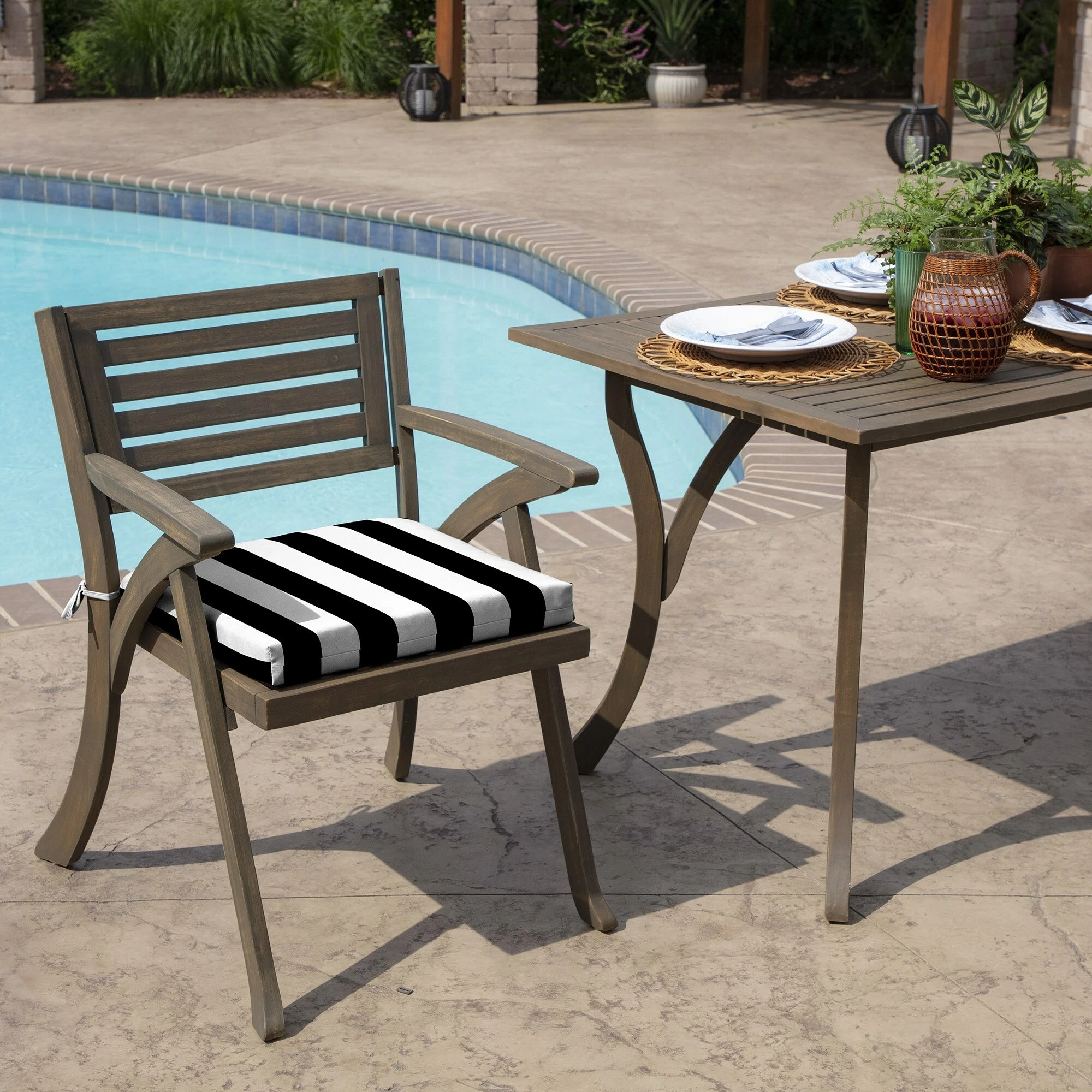 New 🧨 Arden Selections Cabana Stripes Outdoor 18 X 19 In. Seat Pad Black Cabana Stripe 😉 5 New 🧨 Arden Selections Cabana Stripes Outdoor 18 X 19 In. Seat Pad Black Cabana Stripe 😉 - Image 5