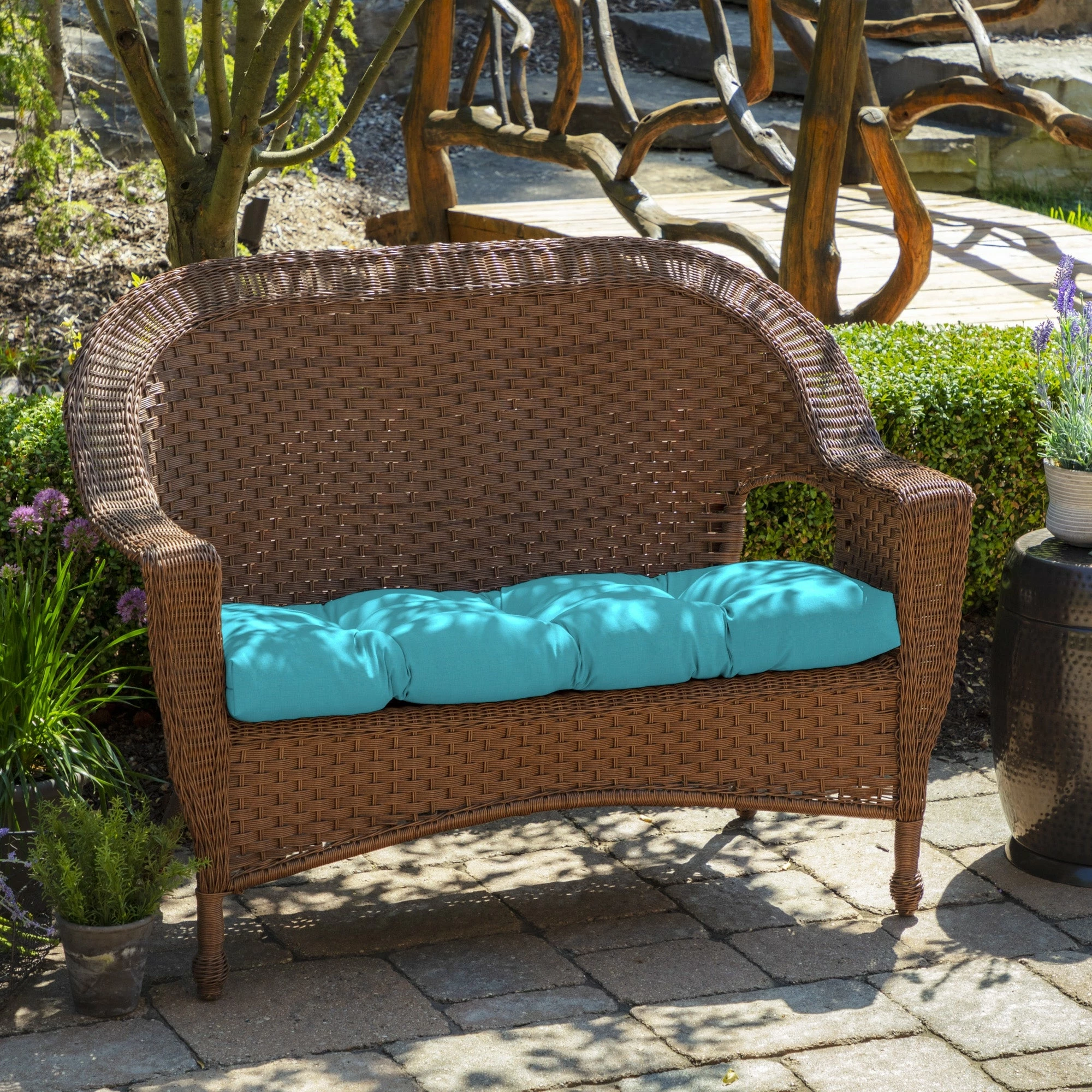 New ๐ Arden Selections Outdoor 18 X 41.5 In. Wicker Settee Lemon Yellow Leala ๐ 6 New ๐ Arden Selections Outdoor 18 X 41.5 In. Wicker Settee Lemon Yellow Leala ๐ - Image 6