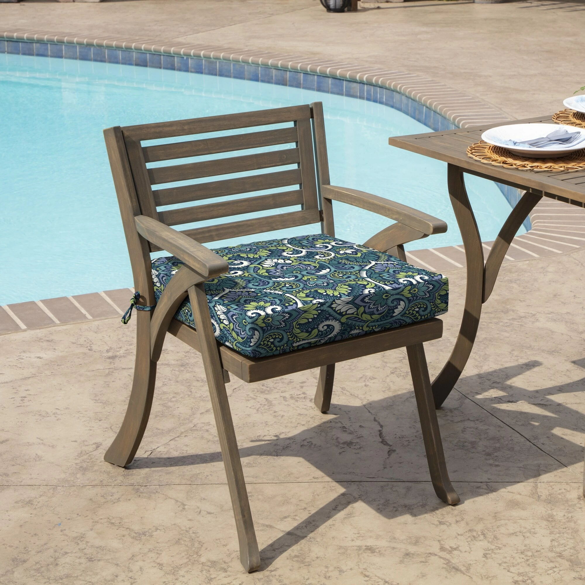Hot Sale 😉 Arden Selections Sapphire Blue Leala Damask Outdoor 19 X 19 In. Seat Cushion - 19 In L X 19 In W X 4 In H 😉 5 Hot Sale 😉 Arden Selections Sapphire Blue Leala Damask Outdoor 19 X 19 In. Seat Cushion - 19 In L X 19 In W X 4 In H 😉 - Image 5