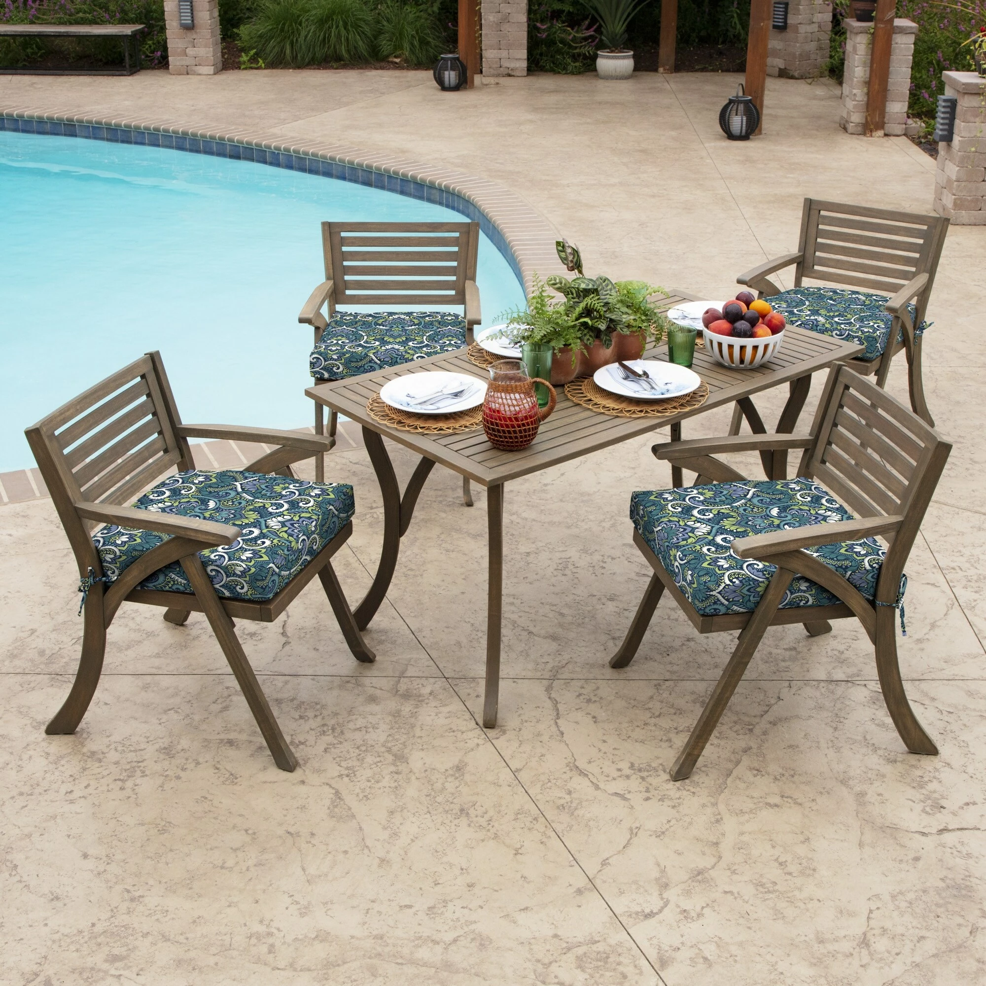 Hot Sale 😉 Arden Selections Sapphire Blue Leala Damask Outdoor 19 X 19 In. Seat Cushion - 19 In L X 19 In W X 4 In H 😉 6 Hot Sale 😉 Arden Selections Sapphire Blue Leala Damask Outdoor 19 X 19 In. Seat Cushion - 19 In L X 19 In W X 4 In H 😉 - Image 6