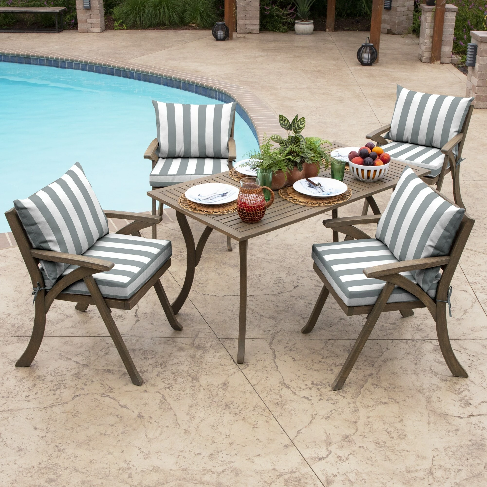Coupon โ๏ธ Arden Selections Outdoor 21 X 21 In. Dining Chair Cushion Set Sapphire Cabana Stripe ๐งจ - Image 7