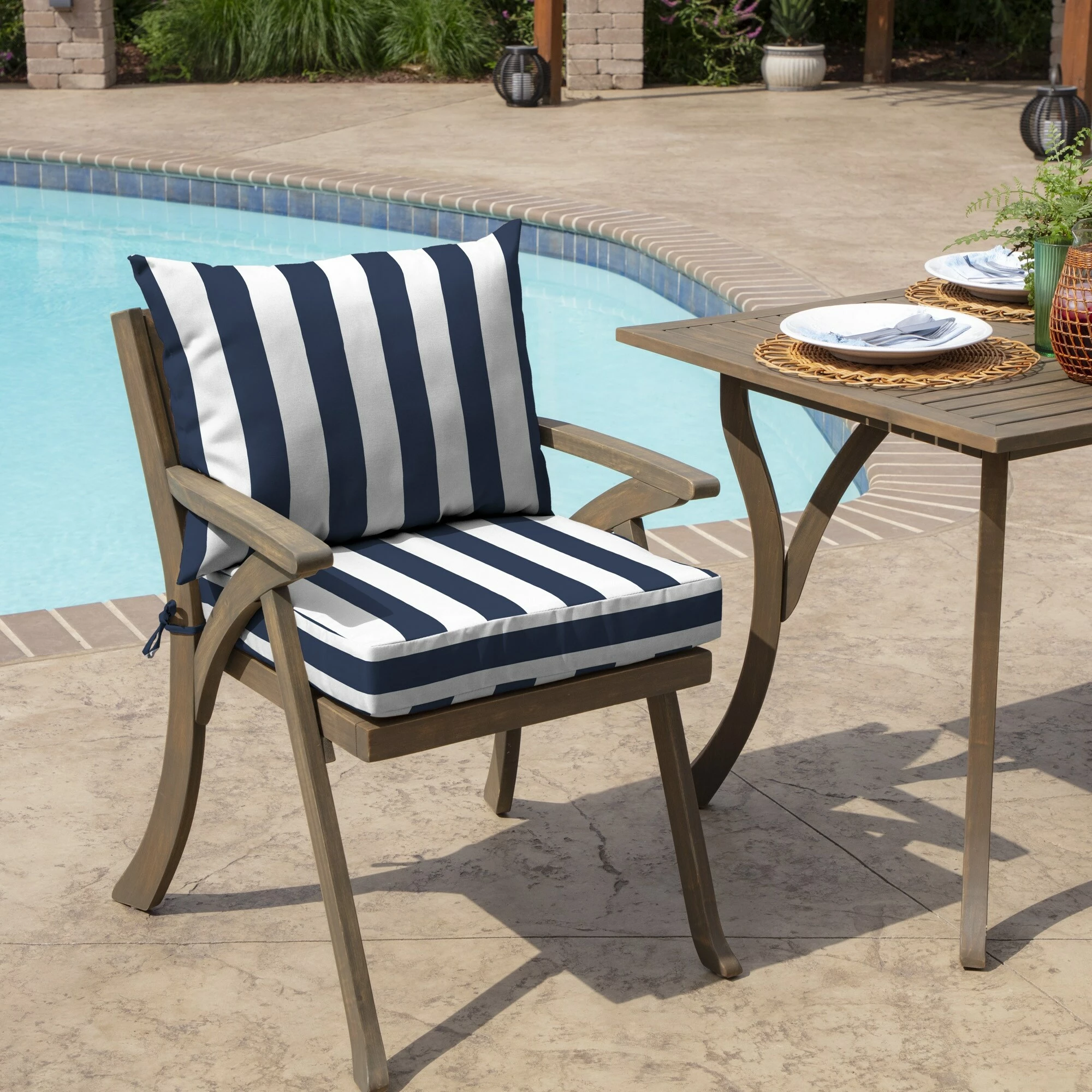 Coupon โ๏ธ Arden Selections Outdoor 21 X 21 In. Dining Chair Cushion Set Sapphire Cabana Stripe ๐งจ - Image 11