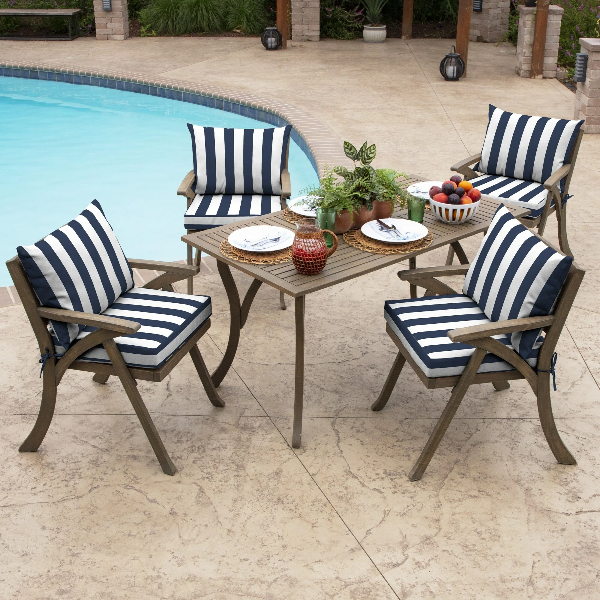 Coupon โ๏ธ Arden Selections Outdoor 21 X 21 In. Dining Chair Cushion Set Sapphire Cabana Stripe ๐งจ - Image 12