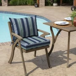 Best Sale ⌛ Arden Selections Outdoor 21 X 21 In. Dining Chair Cushion Set Sapphire Blue Leala Stripe 🤩 -Arden Selections Shop Arden Selections Outdoor 21 x 21 in. Dining Chair Cushion Set 122