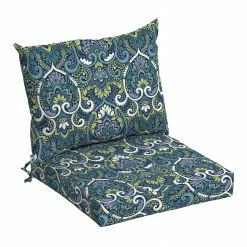 Outlet ๐ฅฐ Arden Selections Outdoor 21 X 21 In. Dining Chair Cushion Set, Sapphire Blue Leala Damask - 21 In L X 21 In W X 4 In H ๐