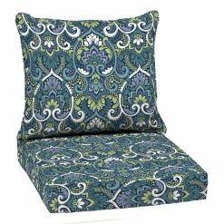 Discount 👍 Arden Selections Sapphire Blue Leala Damask Outdoor 24 X 22 In. Deep Seat Cushion Set - 22 W X 24 D In. 💯