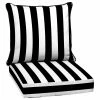 Wholesale ❤️ Arden Selections 24-inch Square Striped Deep Seat Outdoor Cushion Set Black Cabana Stripe 🧨