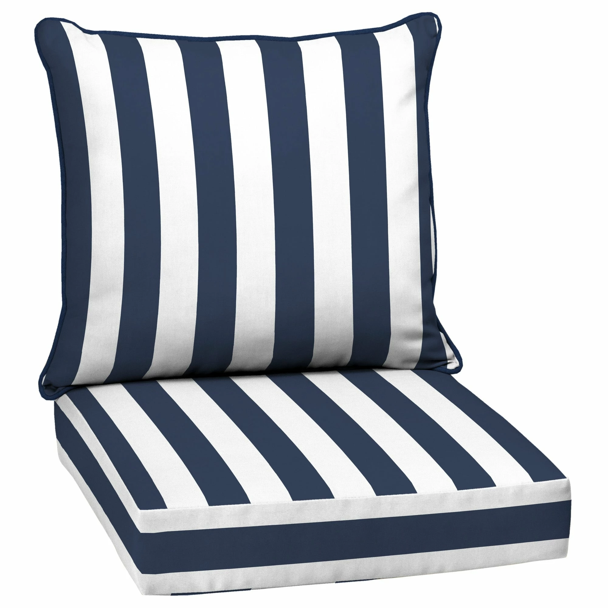 Wholesale ❤️ Arden Selections 24-inch Square Striped Deep Seat Outdoor Cushion Set Black Cabana Stripe 🧨 - Image 7