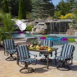 Discount 🤩 Arden Selections Splash Outdoor Dining Chair Cushion Sapphire Blue Leala Stripe 🧨 28 Discount 🤩 Arden Selections Splash Outdoor Dining Chair Cushion Sapphire Blue Leala Stripe 🧨 -Arden Selections Shop Arden Selections Outdoor 44 x 20 in. High Back Dining Chair Cushion 72