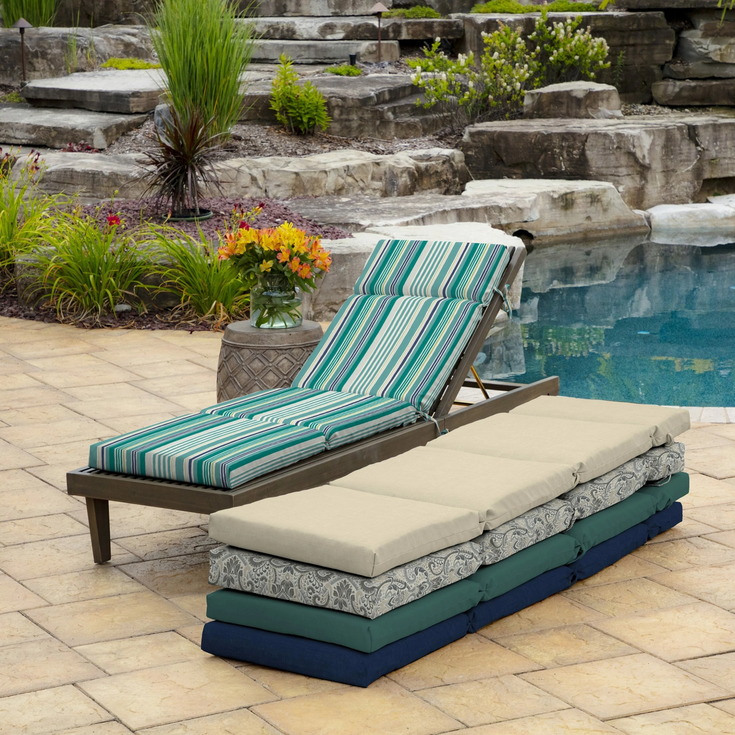 Cheap ๐ Arden Selections Outdoor Chaise Lounge Cushion - 72"L X 21"W - 72"L X 21"W Teal Cobalt Stripe ๐ 15 Cheap ๐ Arden Selections Outdoor Chaise Lounge Cushion - 72"L X 21"W - 72"L X 21"W Teal Cobalt Stripe ๐ - Image 15