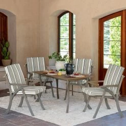 New 💯 Arden Selections Outdoor Dining Chair Cushion - 44"L X 20"W - 44"L X 20"W French Blue Linen Stripe 🛒 -Arden Selections Shop Arden Selections Outdoor Dining Chair Cushion 20 x 20 16