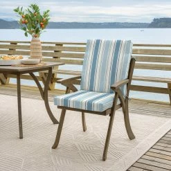 New 💯 Arden Selections Outdoor Dining Chair Cushion - 44"L X 20"W - 44"L X 20"W French Blue Linen Stripe 🛒 -Arden Selections Shop Arden Selections Outdoor Dining Chair Cushion 20 x 20 4422L x 2022W 11