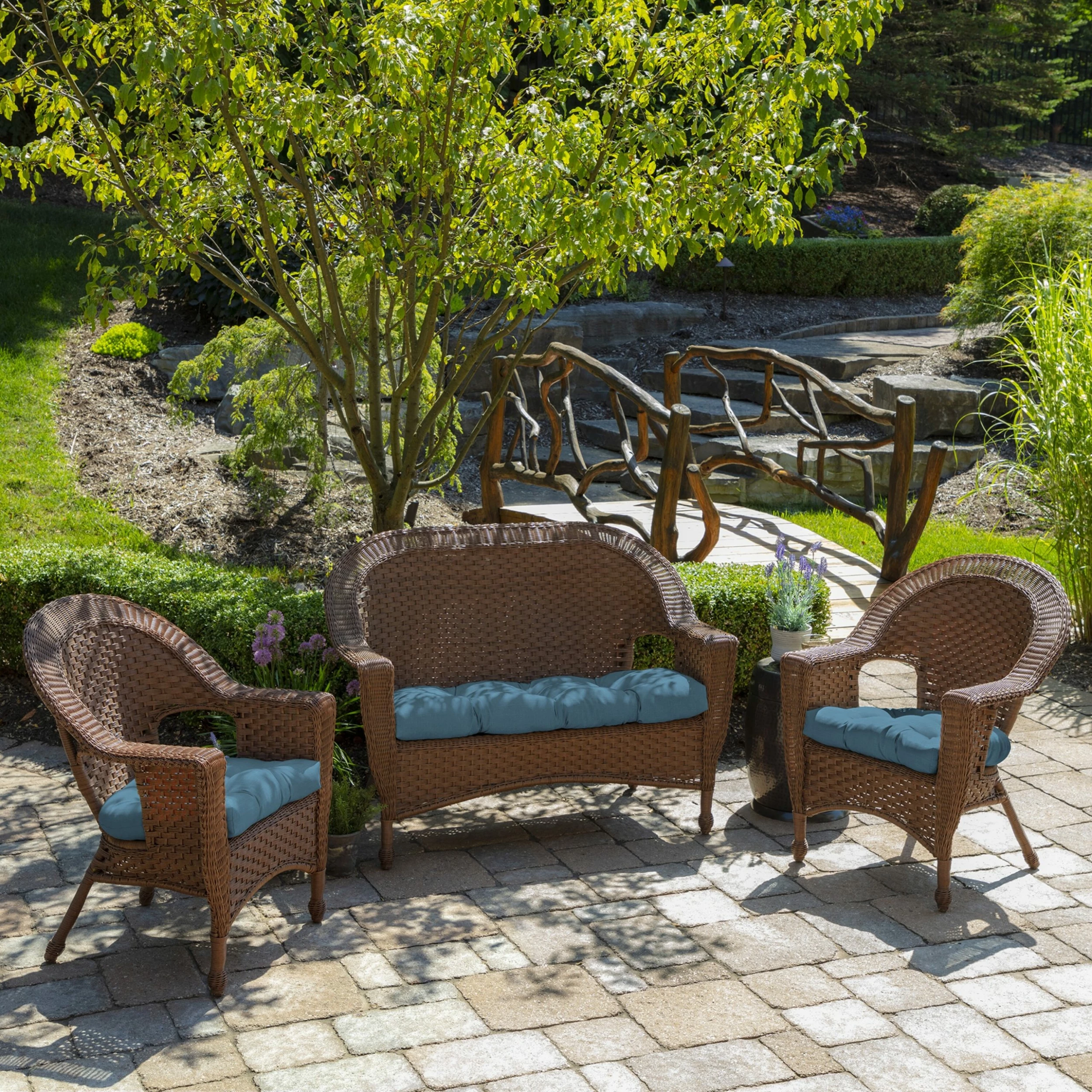 Brand new 👏 Arden Selections Outdoor Wicker Chair Cushion (2 Pack) - 18"L X 20"W - 18"L X 20"W French Blue Texture 👏 4 Brand new 👏 Arden Selections Outdoor Wicker Chair Cushion (2 Pack) - 18"L X 20"W - 18"L X 20"W French Blue Texture 👏 - Image 4