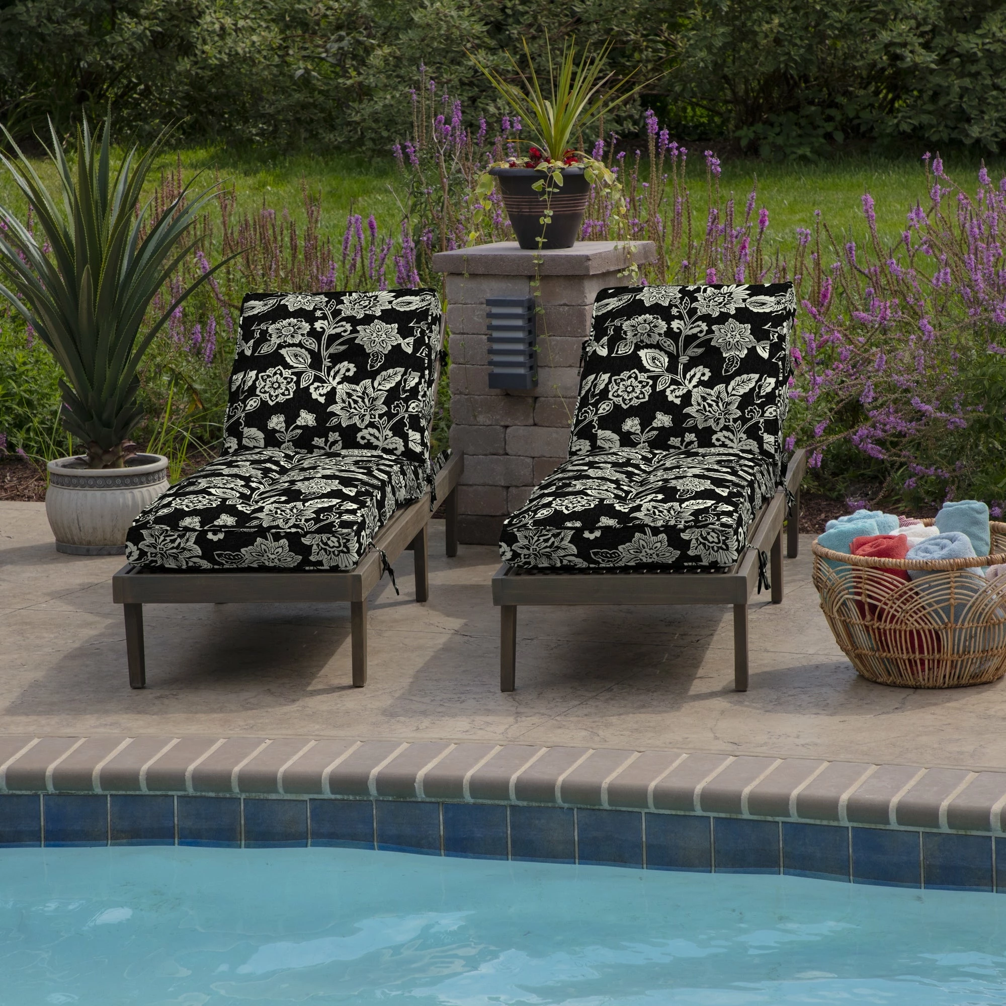 New ⌛ Arden Selections Plush PolyFill 76 X 22 In. Indulge Outdoor Chaise Lounge Cushion Black Simone Tropical 😍 - Image 14