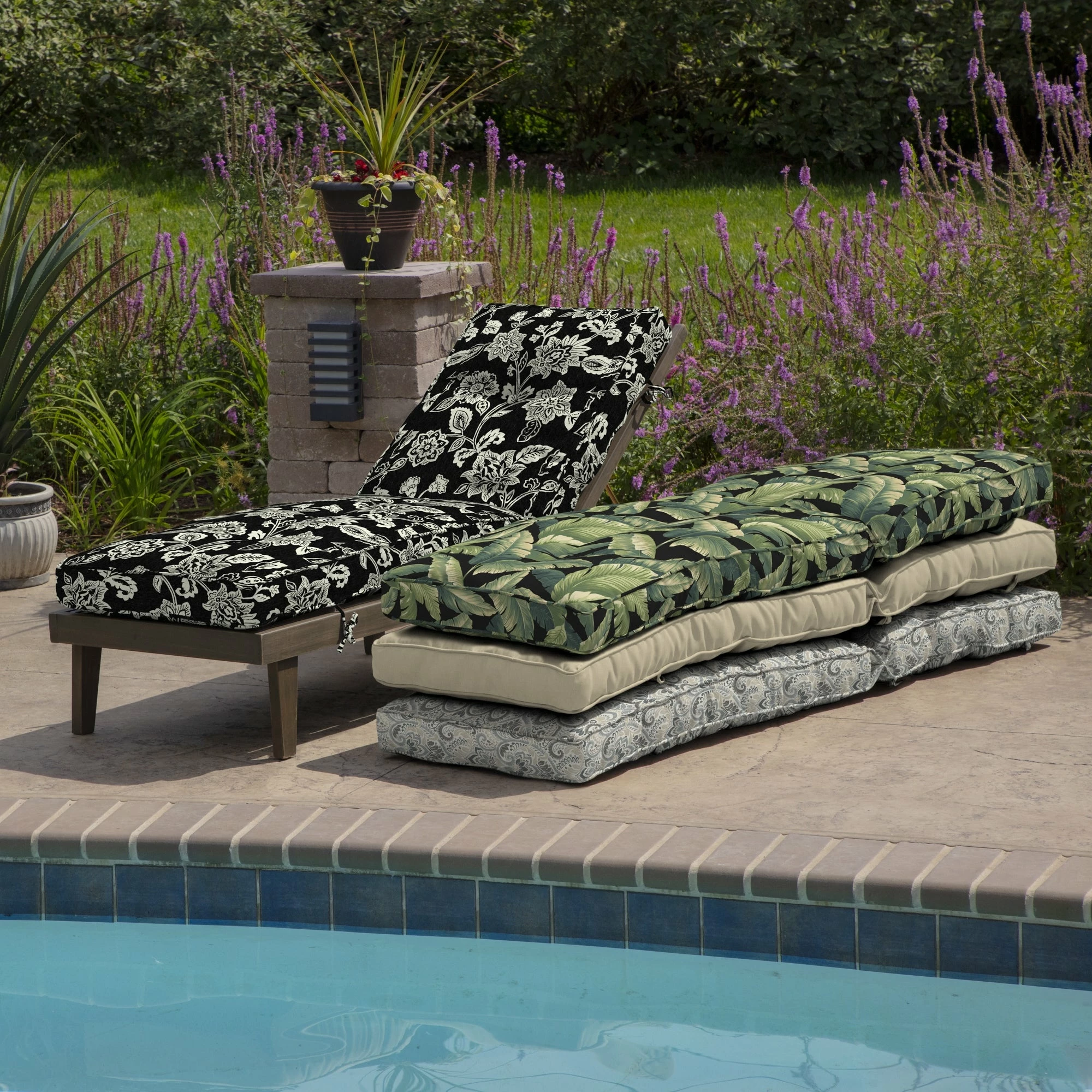 New ⌛ Arden Selections Plush PolyFill 76 X 22 In. Indulge Outdoor Chaise Lounge Cushion Black Simone Tropical 😍 - Image 15