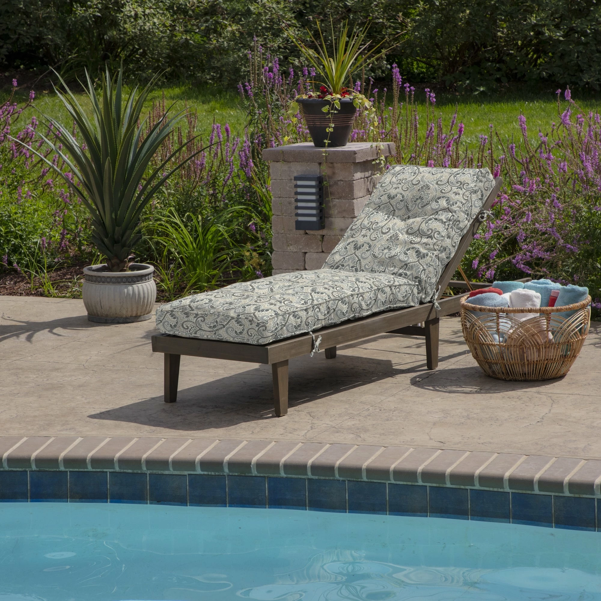 New ⌛ Arden Selections Plush PolyFill 76 X 22 In. Indulge Outdoor Chaise Lounge Cushion Black Simone Tropical 😍 - Image 6