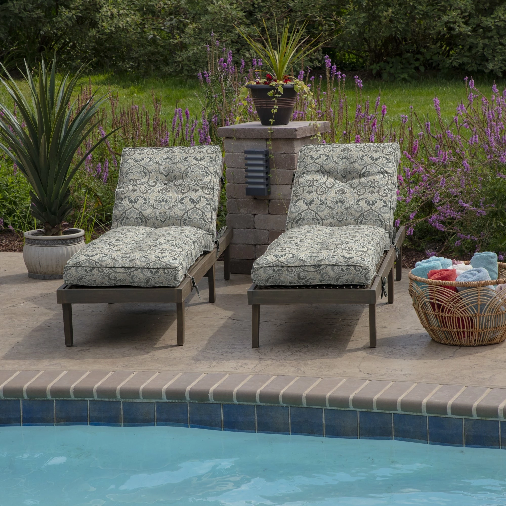 New ⌛ Arden Selections Plush PolyFill 76 X 22 In. Indulge Outdoor Chaise Lounge Cushion Black Simone Tropical 😍 - Image 7