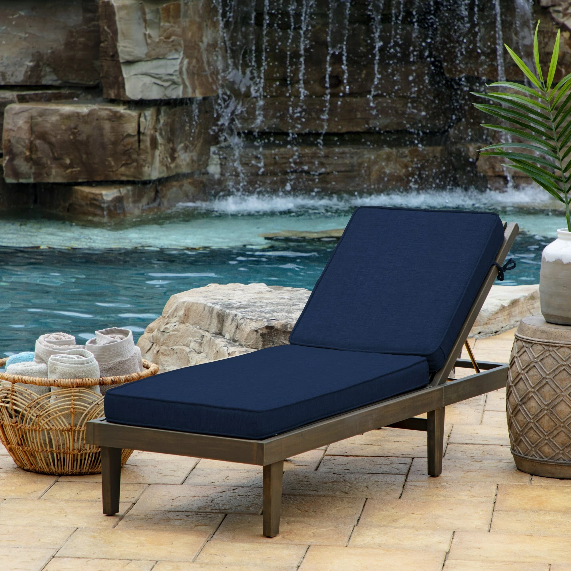 Cheap 👏 Arden Selections ProFoam Outdoor Chaise Cushion Sapphire Aurora Blue Stripe 🎁 2 Cheap 👏 Arden Selections ProFoam Outdoor Chaise Cushion Sapphire Aurora Blue Stripe 🎁 - Image 2