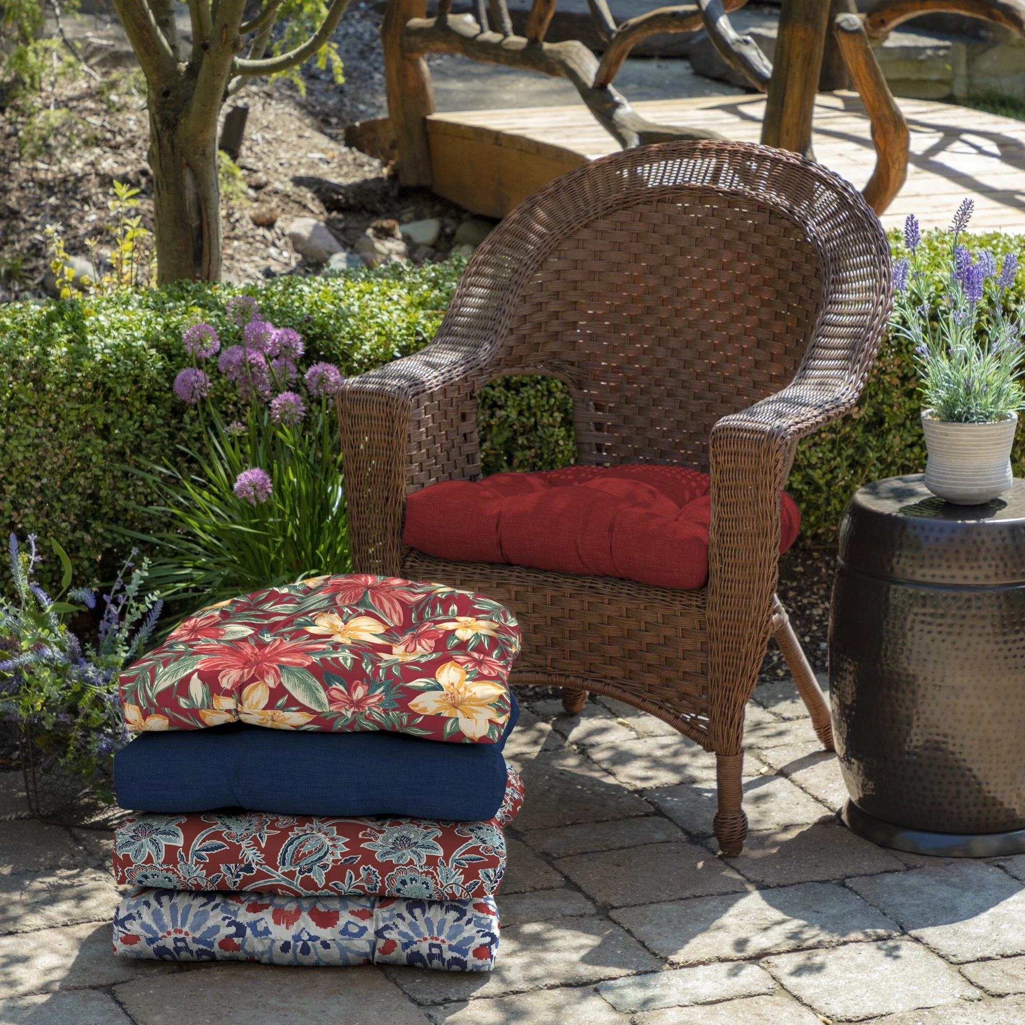 Outlet ๐ Arden Selections Ruby Red Leala Wicker Seat Cushion 2-pack - 18 In L X 20 In W X 5 In H โ๏ธ 4 Outlet ๐ Arden Selections Ruby Red Leala Wicker Seat Cushion 2-pack - 18 In L X 20 In W X 5 In H โ๏ธ - Image 4