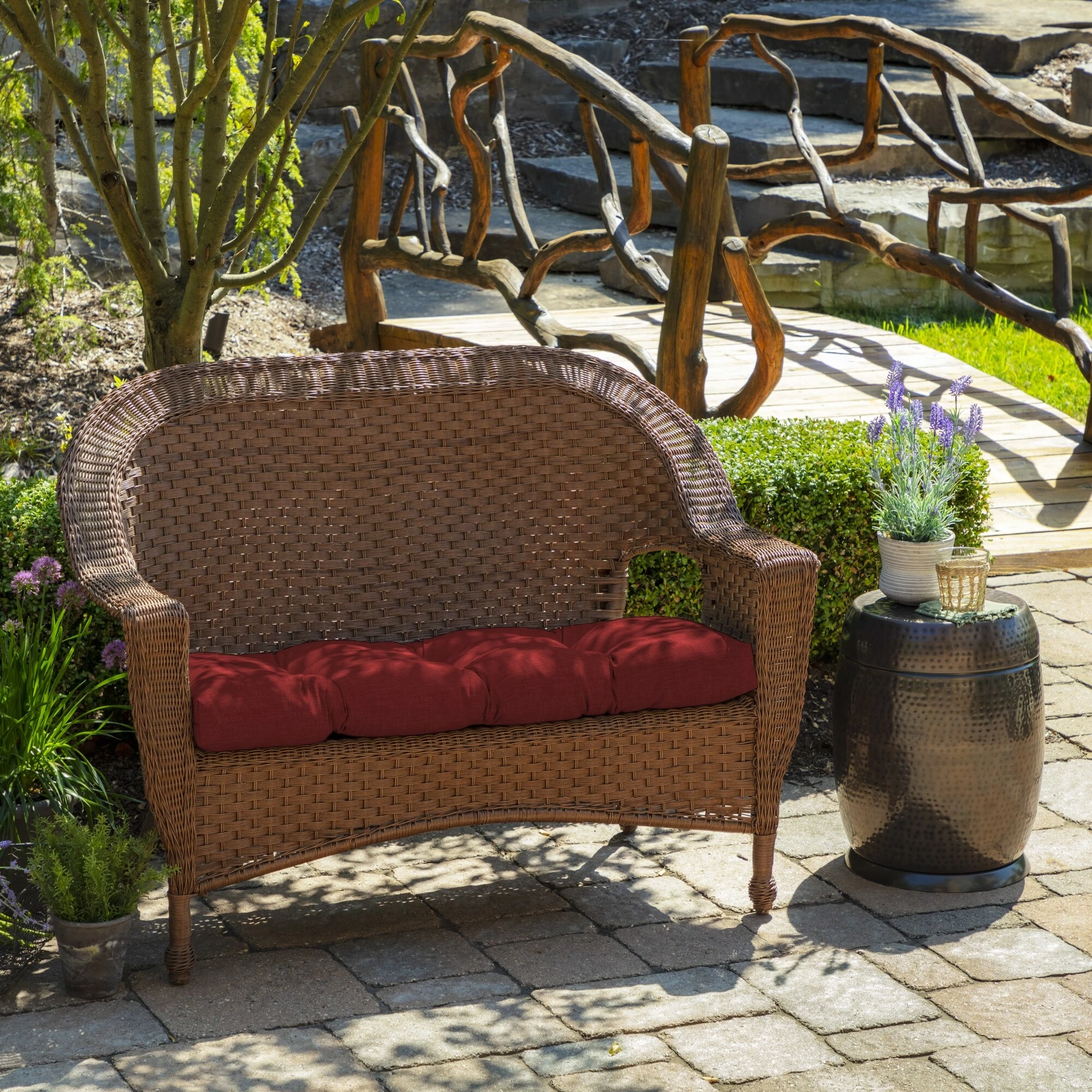 Best reviews of 😀 Arden Selections Ruby Red Leala Wicker Settee Cushion - 18 In L X 41.5 In W X 5 In H 👍 2 Best reviews of 😀 Arden Selections Ruby Red Leala Wicker Settee Cushion - 18 In L X 41.5 In W X 5 In H 👍 - Image 2