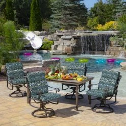 Outlet 🔥 Arden Selections Leala Sapphire Blue Damask Outdoor Dining Chair Cushion - 44 In L X 21 In W X 4.5 In H ⭐ 12 Outlet 🔥 Arden Selections Leala Sapphire Blue Damask Outdoor Dining Chair Cushion - 44 In L X 21 In W X 4.5 In H ⭐ -Arden Selections Shop Arden Selections Sapphire Aurora Damask Dining Chair Cushion 3
