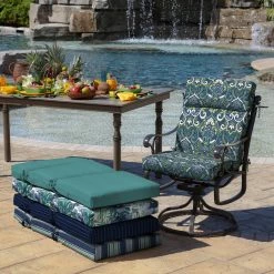 Outlet 🔥 Arden Selections Leala Sapphire Blue Damask Outdoor Dining Chair Cushion - 44 In L X 21 In W X 4.5 In H ⭐ 13 Outlet 🔥 Arden Selections Leala Sapphire Blue Damask Outdoor Dining Chair Cushion - 44 In L X 21 In W X 4.5 In H ⭐ -Arden Selections Shop Arden Selections Sapphire Aurora Damask Dining Chair Cushion 4