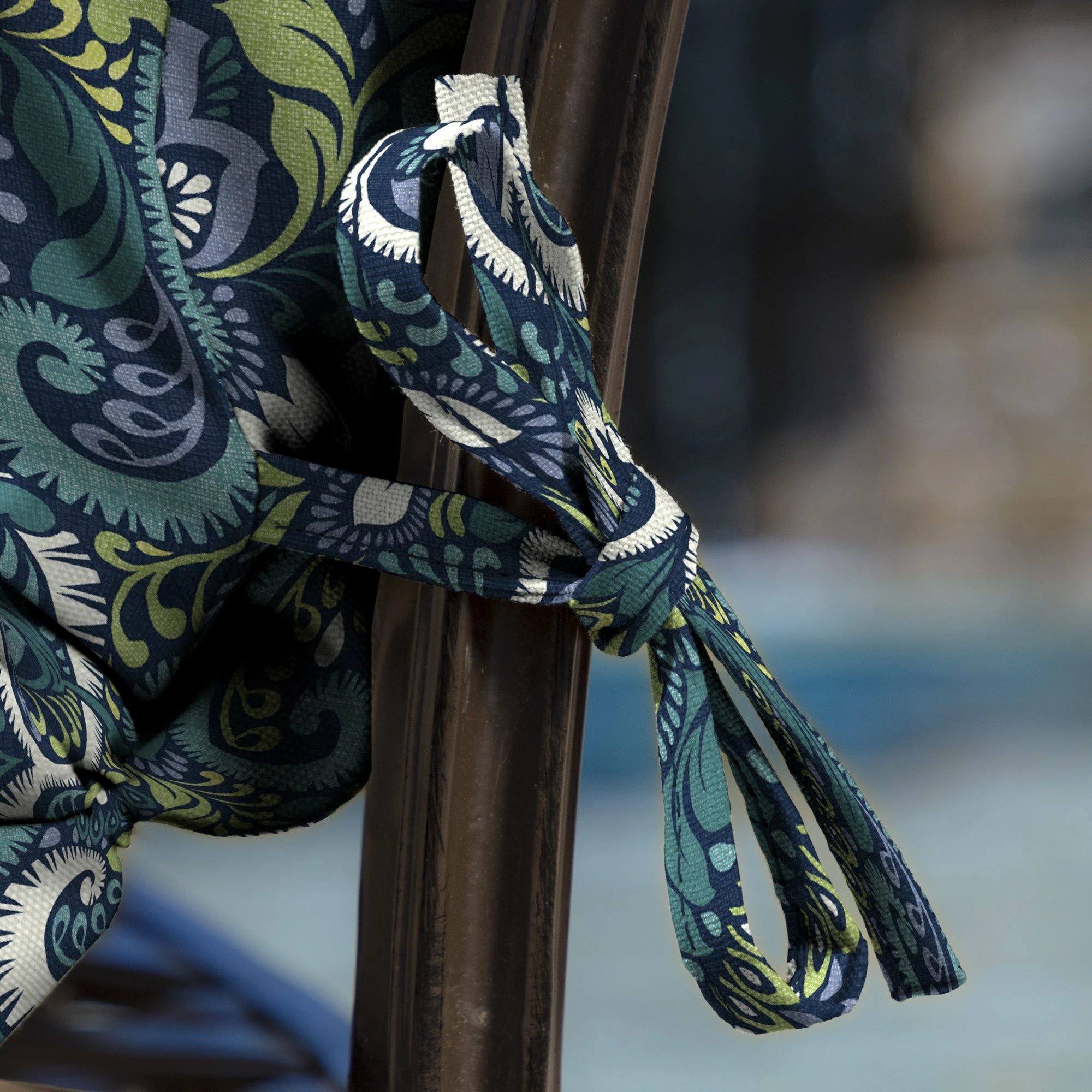 Outlet 🔥 Arden Selections Leala Sapphire Blue Damask Outdoor Dining Chair Cushion - 44 In L X 21 In W X 4.5 In H ⭐ 7 Outlet 🔥 Arden Selections Leala Sapphire Blue Damask Outdoor Dining Chair Cushion - 44 In L X 21 In W X 4.5 In H ⭐ - Image 7