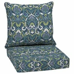 Best Pirce 😀 Arden Selections Sapphire Blue Leala Damask Outdoor Deep Seat Cushion Set - 24 W X 24 D In. ❤️