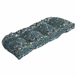 Top 10 🧨 Arden Selections Sapphire Blue Leala Damask Wicker Settee Cushion - 18 In L X 41.5 In W X 5 In H 🎉