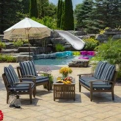 Brand new 👏 Arden Selections Sapphire Blue Leala Stripe Deep Seat Cushion Set - 24 W X 24 D In. 👍 -Arden Selections Shop Arden Selections Sapphire Aurora Stripe Outdoor Deep Seat Set 3