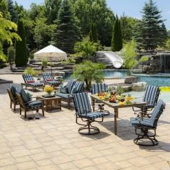 Brand new 👏 Arden Selections Sapphire Blue Leala Stripe Deep Seat Cushion Set - 24 W X 24 D In. 👍 -Arden Selections Shop Arden Selections Sapphire Aurora Stripe Outdoor Deep Seat Set 4
