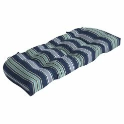 Best Pirce ✔️ Arden Selections Sapphire Blue Leala Stripe Wicker Settee Cushion - 18 In L X 41.5 In W X 5 In H 🛒