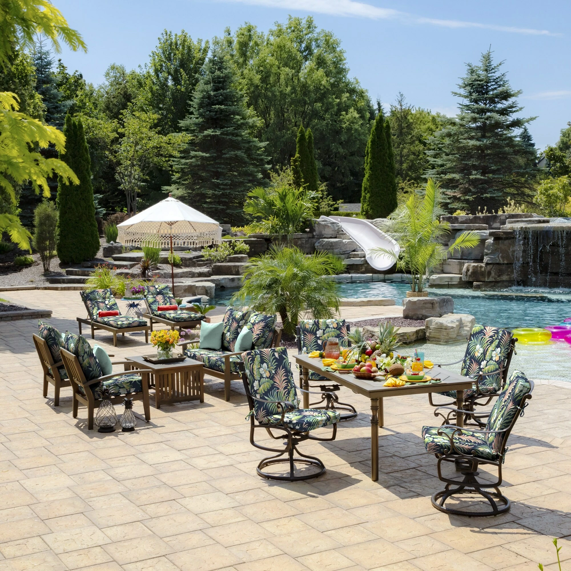 Promo ❤️ Arden Selections Simone Tropical Outdoor 24 In. Conversation Set Cushion - 24 (L) X 24 (W) X 5.75 (H) 🤩 6 Promo ❤️ Arden Selections Simone Tropical Outdoor 24 In. Conversation Set Cushion - 24 (L) X 24 (W) X 5.75 (H) 🤩 - Image 6